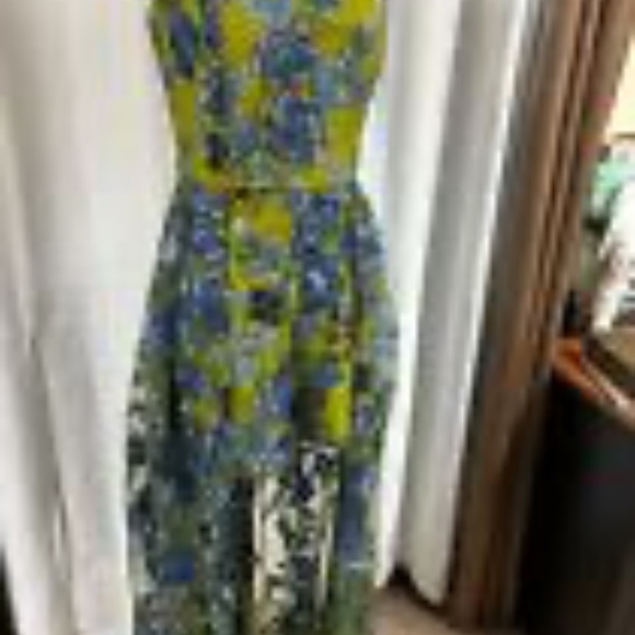 ANTROPOLOGIE KUTCH STRAPLESS ROMPER JUMPSUIT BLUE & GREEN SHEER SPLIT SKIRT 10 - Picture 2 of 9